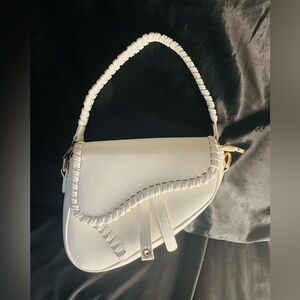 Real Leather | White Soft Croissant Half Moon Shoulder Bag